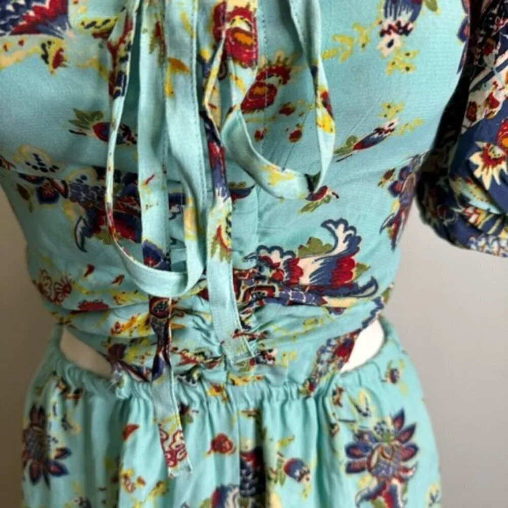Free People Bali Citrus Skies Paisley Print Jumpsuit Bohemian Boho Size Small - Picture 4 of 15